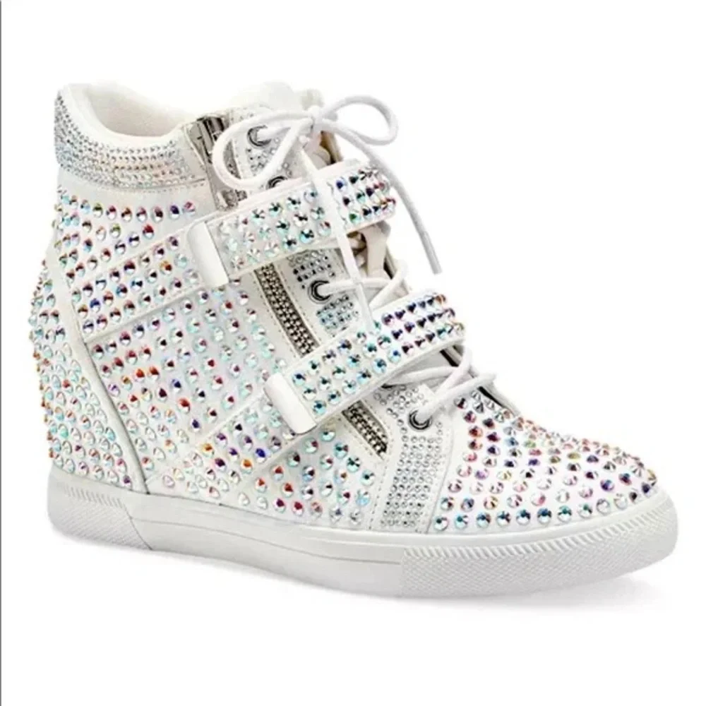 INC International Concepts Women’s Debby Rhinestone Wedge Sneakers Size 10 - Picture 2 of 13
